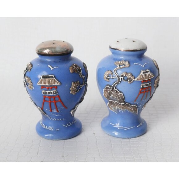 Japanese Moriage 5 Piece Condiment Set Tray Cruets Salt & Pepper - Picture 6 of 8